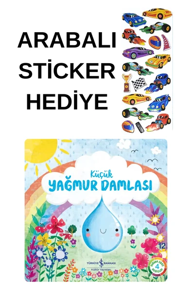 ARABALI STİCKER HEDİYELİ - OKUL ÖNCESİ RESİMLİ KİTAPLAR MASAL - KÜÇÜK YAĞMUR DAMLASI ürün görseli