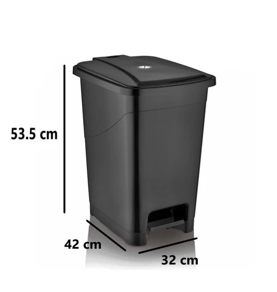 Omnipazar SRL-3030 Slim Pedallı Plastik Çöp Kovası İç Kovalı 40 lt Siyah - Resim 2