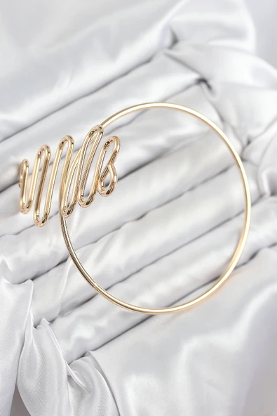 Pirinç Kıvrımlı Model Gold Renk Kadın Pazu Bileklik - TJ-BB7795 - Resim 2