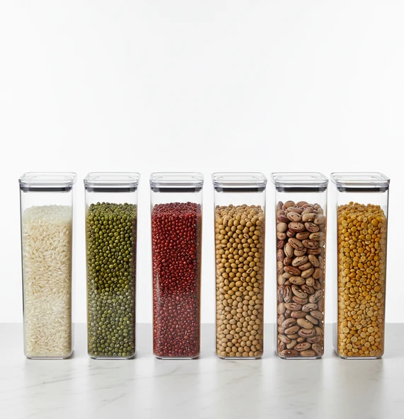 Geseus Uzun Dikdörtgen Hava Geçirmez Erzak Saklama Kabı 6 Adet 4100 ML ürün görseli 1