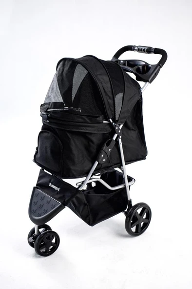 Zampa Triboro Kedi & Köpek Arabası Siyah, 45x80x90cm - Resim 3