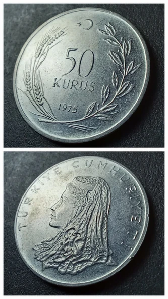 Escoines Koleksiyon 3996368f56be890d3f 1975 Akmonital 50 Kuruş ÇÇT+/ÇA eski madeni para ürün görseli 1