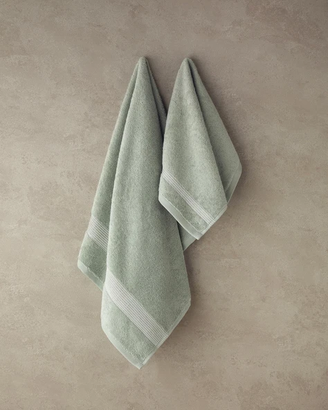 English Home Shiny Stripe Pamuklu Yüz Havlusu Seti Su Yeşili ürün görseli