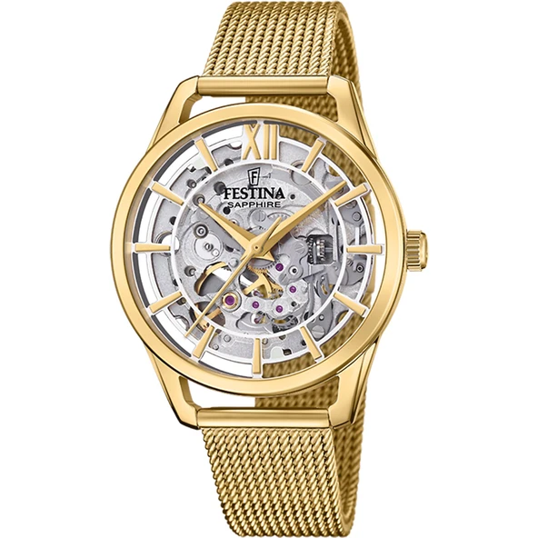 FESTINA F20629/1 AUTOMATIC SKELETON SAPPHIRE KADIN KOL SAATİ - Resim 4