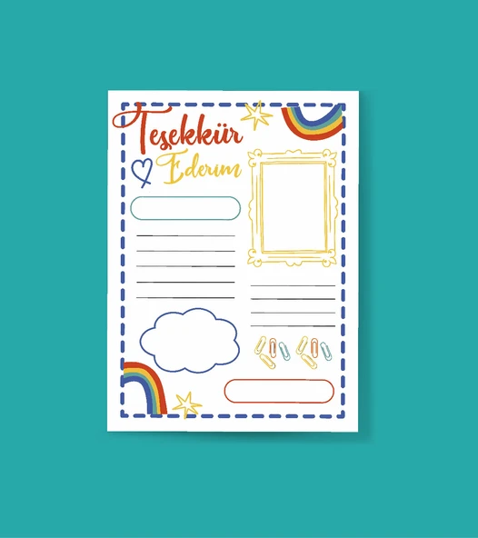 Teşekkür Kartı-BOŞ-Tebrik Kartı- 2 Lİ - Not Kartı -hediye kartı- tek yüzlü teşekkür kartı-öğretmen ve öğrenci - Resim 2