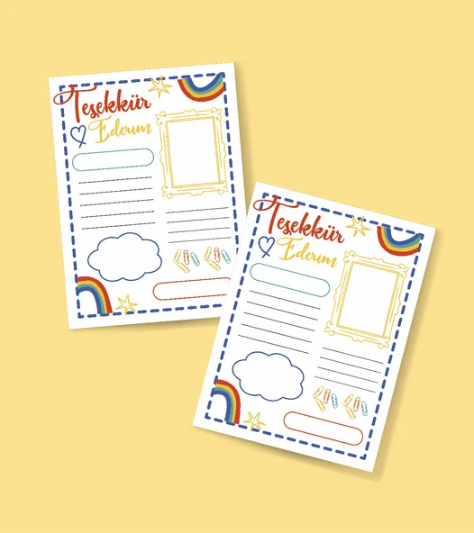 Teşekkür Kartı-BOŞ-Tebrik Kartı- 2 Lİ - Not Kartı -hediye kartı- tek yüzlü teşekkür kartı-öğretmen ve öğrenci ürün görseli 1
