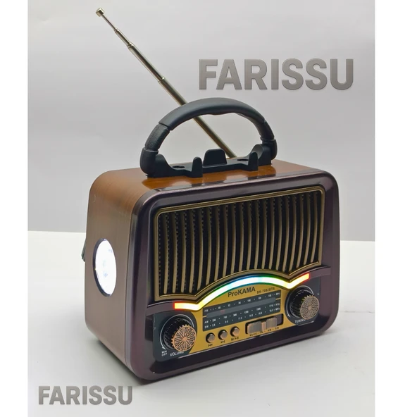 BK-7082BTS Solar Şarjlı Retro Tasarım Radyo - Bluetooth, USB/TF Kart Girişli, El Fenerli (17x13x8 cm) - 2