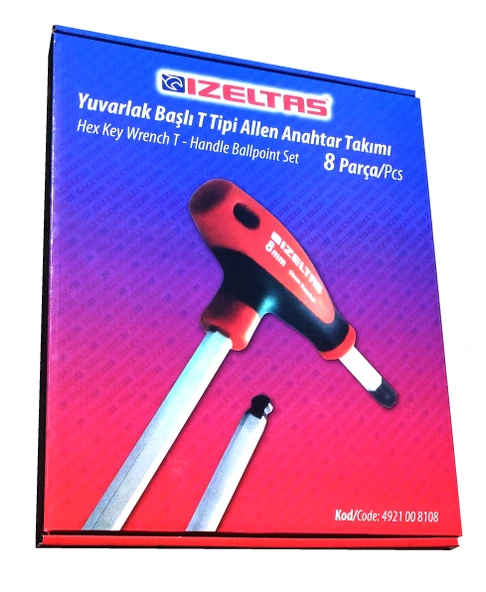 İzeltaş Yuvarlak Başlı T Tipi Allen Anahtar Takımı (8 Parça) ürün görseli