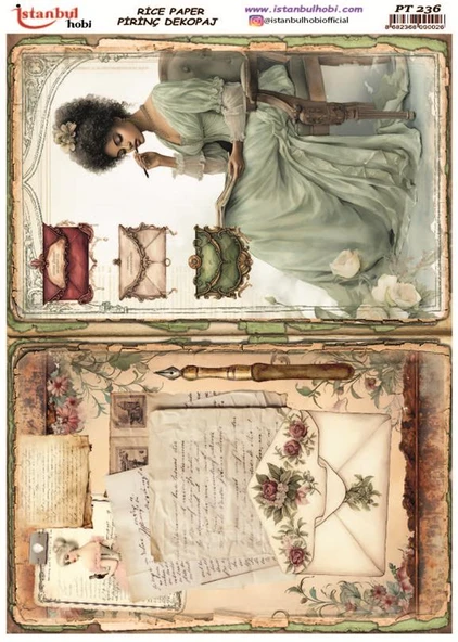 Pirinç Dekopaj Kağıdı 30x42cm PT-236 Mektup Kadın ürün görseli 1