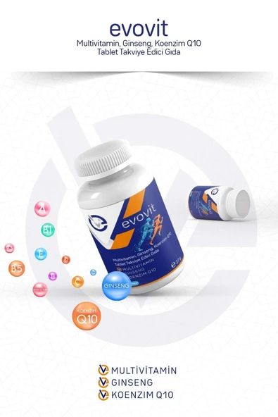 EVOPHARMA Evovit Multivitamin Ginseng Koenzim Q10 Takviye Edici Gıda 30 Tablet - Resim 2