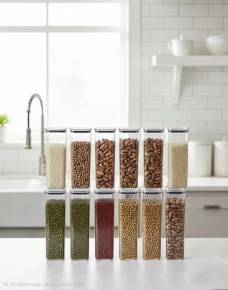 Geseus Uzun Dikdörtgen Hava Geçirmez Erzak Saklama Kabı 12 Adet 4100 ML ürün görseli 1