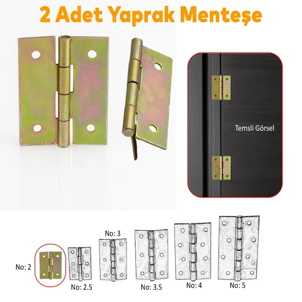 2 Adet Yaprak Menteşe Prinç Sarı No:2 Mobilya Pencere Kapı Duşakabin Dolap Menteşesi İki Kanatlı ürün görseli