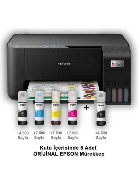 Epson EcoTank L3250 Wi-Fi + Tarayıcı Renkli Çok Fonksiyonlu Tanklı Mürekkep Püskürtmeli Yazıcı - 5