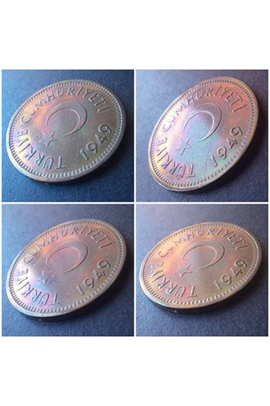 Escoines Koleksiyon 3996368f56d469828a 25 Kuruş 1949 ÇA/ÇİL Rainbow RRRR eski madeni para - Resim 2