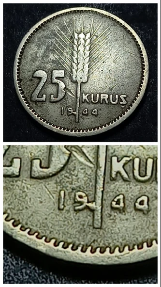 Escoines Koleksiyon 3996368f5703071dea 1944 25 Kuruş ÇT/ÇÇT+ eski madeni para