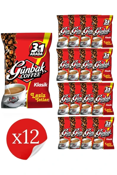 Günbak 3ü 1 Arada Kahve Sade 250 gr X 12 Adet ürün görseli