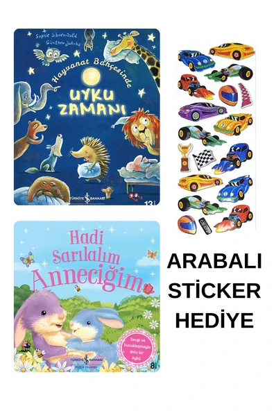 ARABALI STİCKER HEDİYELİ - OKUL ÖNCESİ RESİMLİ KİTAPLAR MASAL - UYKU ZAMANI -  ANNECİĞİM ürün görseli