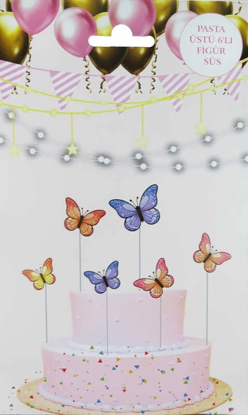 PASTA SÜSÜ KELEBEKLER 6 ADET ürün görseli
