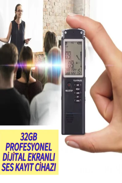 ULTRATEKNO PKB40 Ses Kayıt Cihazı Çift Mikrofonlu Mikrofonlu 32 Gb Ev Işyeri Dinleme1 Cihazı