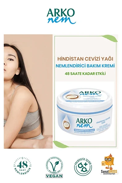 Arko Nem, Hindistan Cevizi Yağlı, El ve Vücut Kremi - 300 ml x 3 Adet - 5