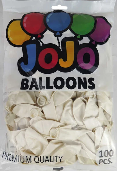 BALON METALİK 12 İNC (JOJO BALLOONS) BEYAZ 100 ADET - Resim 2