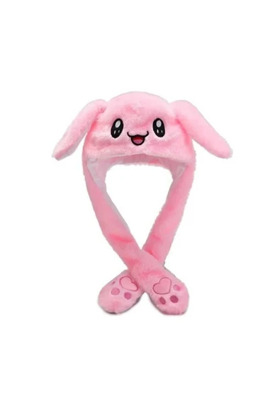 Clariss Trendyhım Beyaz Pembe Tüylü Kulakları Hareket Eden Pompa Kulaklı Tavşan Şapka
