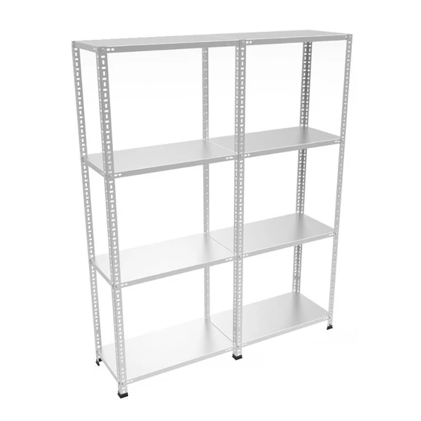4 Katlı Duble Galvaniz Çelik Raf - Depo, Arşiv, Kiler, Dosya, Market Rafı  43x93 cm 200 cm 0.70 mm - Resim 3