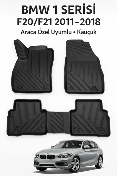 Black Gold Bmw 1 Serisi F20/F21 2011–2018 Uyumlu 3D Kauçuk Oto Paspas – Premium Seri ürün görseli