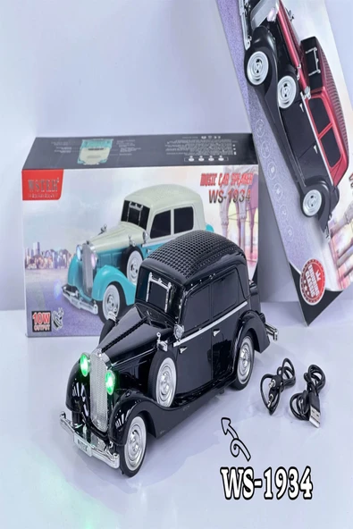 ULTRATEKNO WS-1934 Pontiac Sedan Diecast Araba Bluetooth Hoparlör Işıklı, FM Radyo ve USB Destekli Müzik Kutusu - Resim 7