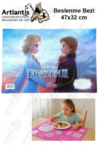 Beslenme Bezi Kız Modeli Yıkanabilir 32x47 cm 1 Adet Beslenme Örtüsü Okul Öncesi Kreş Anasınıfı İlkokul İçin İdeal - 8