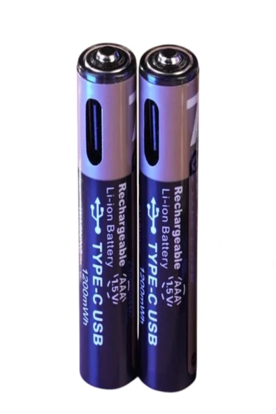 ULTRATEKNO USB Type-C Şarjlı AAA Pil 1.5V 1000+ Kez Şarj Edilebilir Lityum Pil Kalem Pil (2’li Paket) - Resim 2