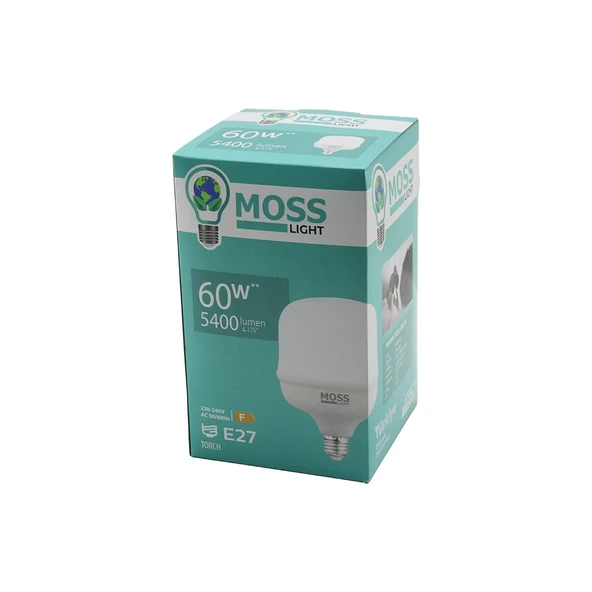 MOSS LIGHT 60W  TORCH LED AMPUL PLASTİK E27 5400LUMEN L175 DERECE 50.000 SAAT ÖMÜR IP20 185-265V AC (5284)