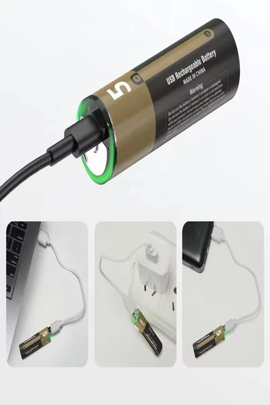 ULTRATEKNO USB Type-C Şarjlı AA Pil 1.5V | 1000+ Kez Şarj Edilebilir Lityum Pil | Kalem Pil (2’li Paket) - Resim 2