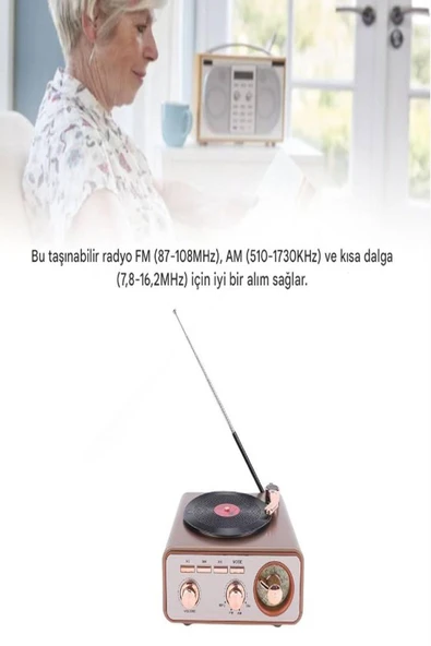 ULTRATEKNO Meier MD-1217BT Bluetooth Hoparlör & Radyo – Vintage Nostaljik Tasarım – USB, TF, AUX, FM/AM/SW - 4