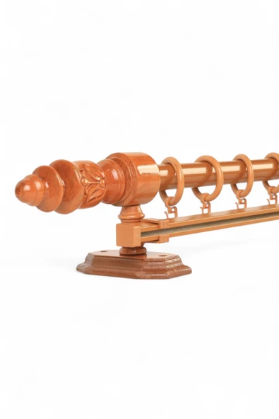 Twins Decorative Modern Demonte Başlıklı Meşe Tek Raylı Ahşap Rustik Perde Askısı - 300 CM ürün görseli 1