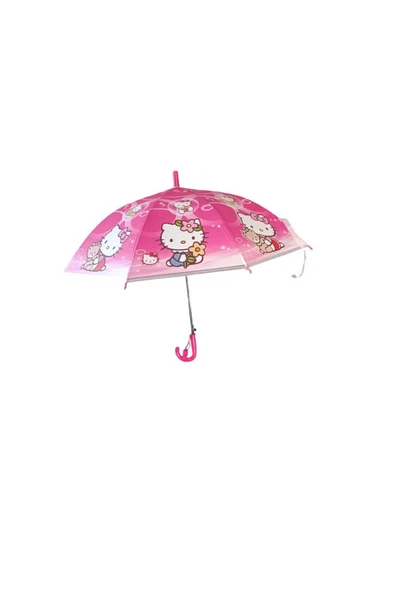 Elioure Kız Çocuk Pembe Hello Kity Şemsiyesi Çok Canlı Baskılı Şemsiye