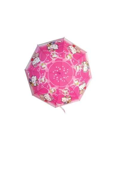Elioure Kız Çocuk Pembe Hello Kity Şemsiyesi Çok Canlı Baskılı Şemsiye - 4