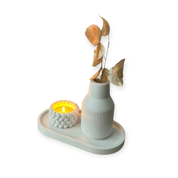 Vazo, sunumluk ve mumluk set ürün görseli 1