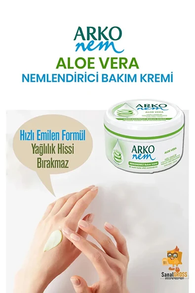Arko Nem, Aloe Vera, Nemlendirici El ve Vücut Bakım Kremi - 300 ml x 3 adet - Resim 4