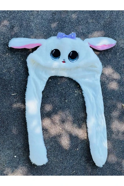 Sekk O Kulakları Hareket Eden Peluş Tavşan Şapka (IŞIKLI) Çocukların Severek Oynadığı Işıklı Bere Hediyelik - 3