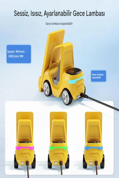 ULTRATEKNO T20 15W Dijital Saatli Forklift Şekli 5in1 Masaüstü Kablosuz Magsafe Şarj Standı - Resim 5