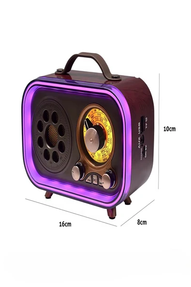 ULTRATEKNO M-1315BT Bluetooth Subwoofer'lı Retro Radyo Şarjlı 3 Band FM/AM/SW Vintage Hoparlör USB TF Destekli - 8