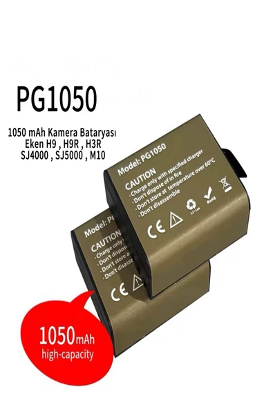 ULTRATEKNO 2 Adet Pg1050 Batarya Eken Aksiyon Kamera Bataryası 3.7v 1050mah 3.885wh - 3