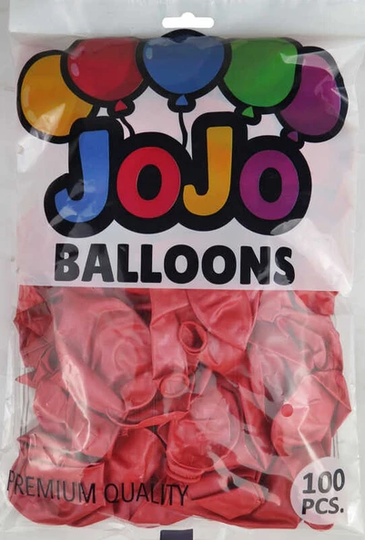 BALON METALİK 12 İNC (JOJO BALLOONS) KIRMIZI 100 ADET - Resim 2