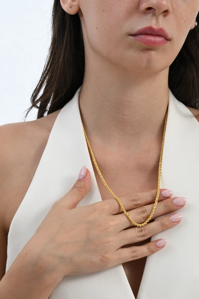 925 Ayar gümüş burgu modeli gümüş halat zincir - Resim 4