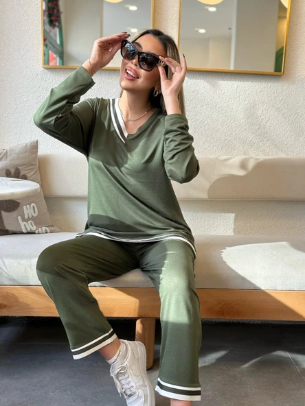 Kadın Uzun Kollu Ribana Detay Viskon Iki Iplik Ikili Takım ürün görseli