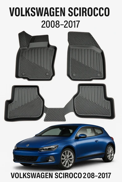 Black Gold Volkswagen Scirocco 2008-2017 Uyumlu 3D Oto Paspas Premium - Resim 2