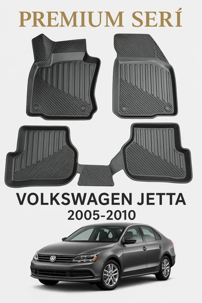 Black Gold Volkswagen Jetta 2005-2010 Uyumlu 3D Oto Paspas Premium ürün görseli