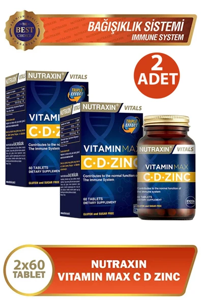Nutraxin Vitamin Max C + D Zinc 60 Tablet 2 Adet ürün görseli 1