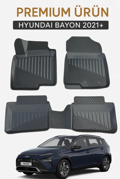 Black Gold Hyundai Bayon 2021+ Uyumlu 3D Oto Paspas Premium ürün görseli
